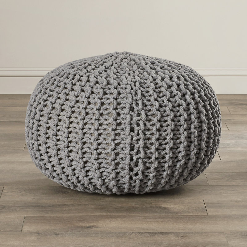 Grimes Upholstered Pouf, Grey 