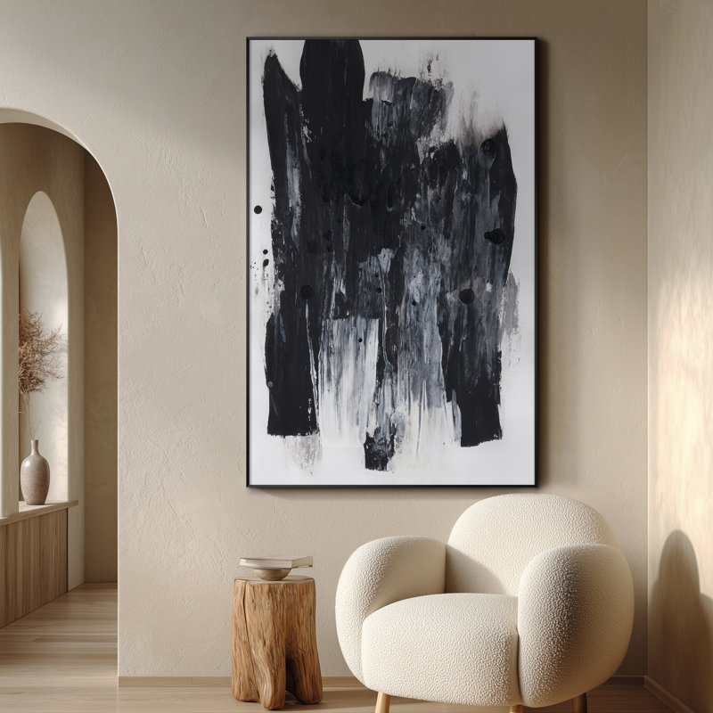 Extra Large Wall Art Fabric Print - Modern Neutral Abstract for Contemporary Home Artwork Decor for Living Room or Bedroom - "Frame Assembly Required (Unfinished Frame)"