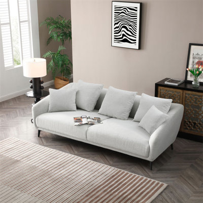 3 Seater Sofa Couch, Modern Fabric Upholstered Sofa With Three Cushions, 2 Pillows -  Orren Ellis, 537F75A83DF94A6BA317455826EC55BD