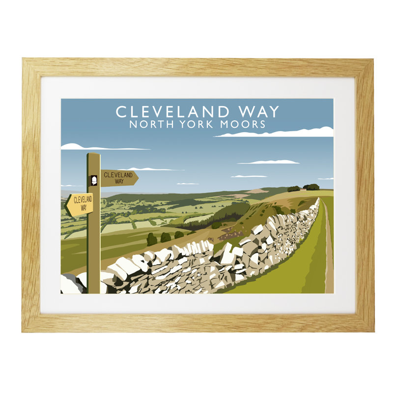 Cleveland Way 3 by Richard O'Neil - Print, Oak Wood Frame, 33.5 cm H x 43.5 cm W x 2.2 cm D