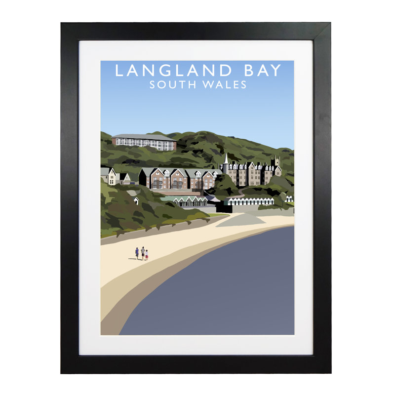 Langland Bay by Richard O'Neil - Print, 43.5 cm H x 33.5 cm W x 2.2 cm D, Black Wood Frame