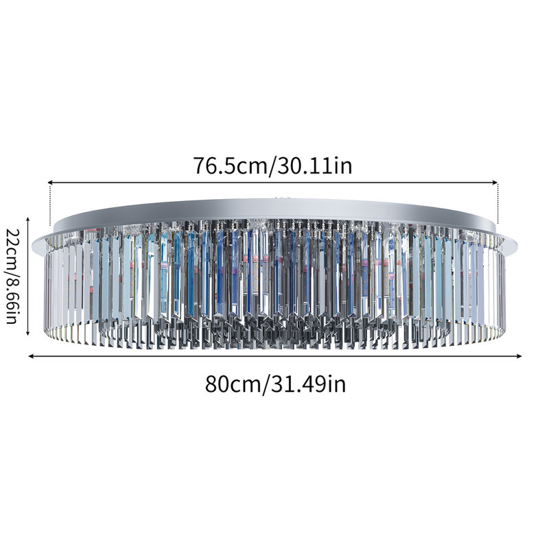 Luminaire suspendu de style lustre moderne en cristal de 32 po avec trois couleurs d'éclairage