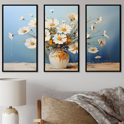 «White Daisy Efflorescence Bouquet Serenity III - Daisies», ensemble d'art mural