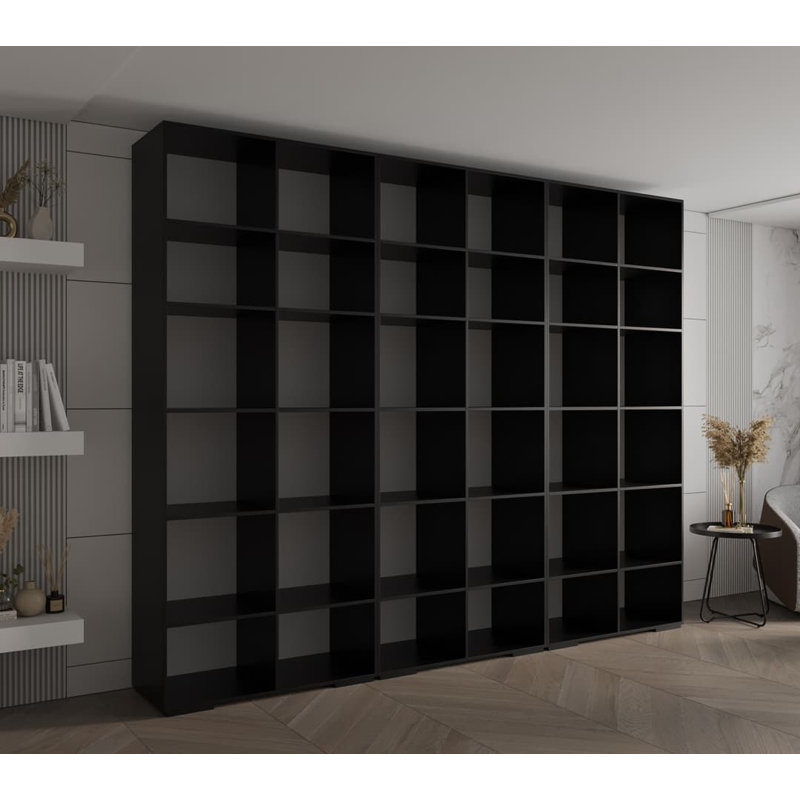 Raphaeel 6 Door Manufactured Wood Wardrobe, Matte Black