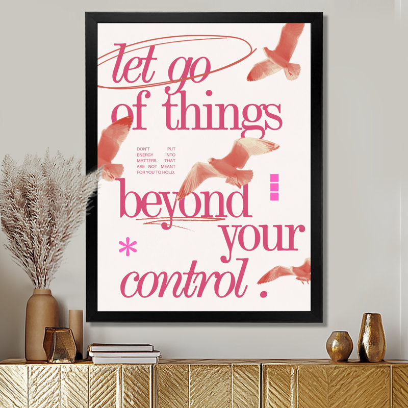 «Let Go Of Things Play Card - Fashion Quotes», décoration murale, H 20 po x l 12 po, Cadre simple noir