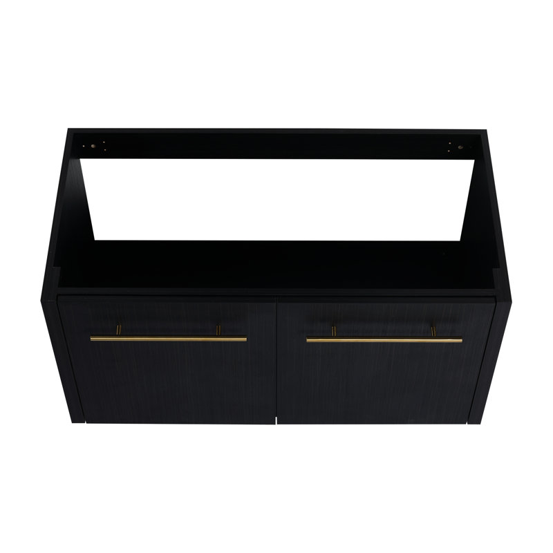 Meuble-lavabo noir châtaignier noir de 36 po, modèle moderne avec de nombreuses options de rangement