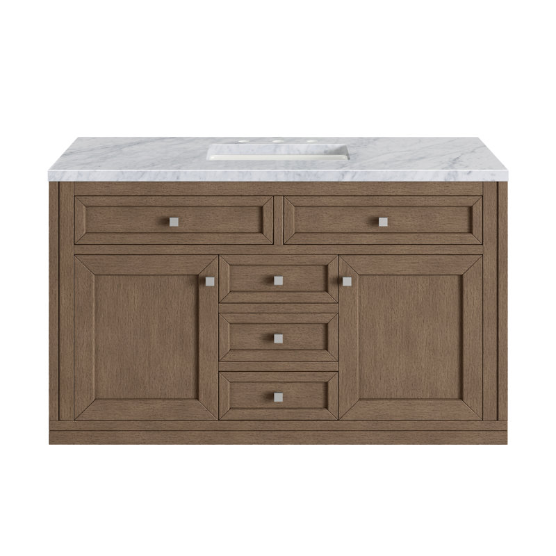 Chicago 48 in. Single Vanity, Walnut Whisper, Carrara White, 8" Widespread