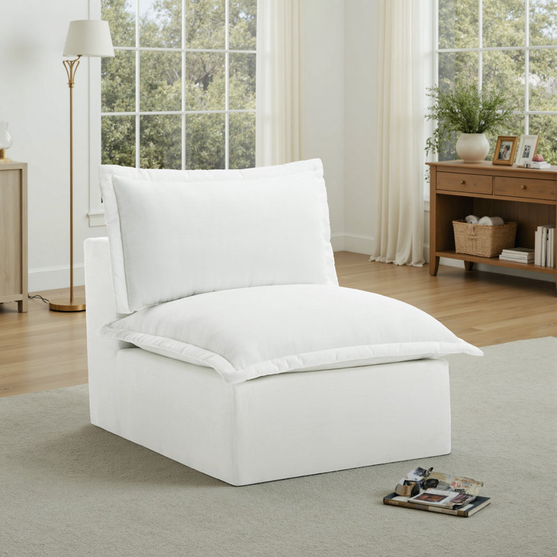 Upholstered Accent Chair, White 