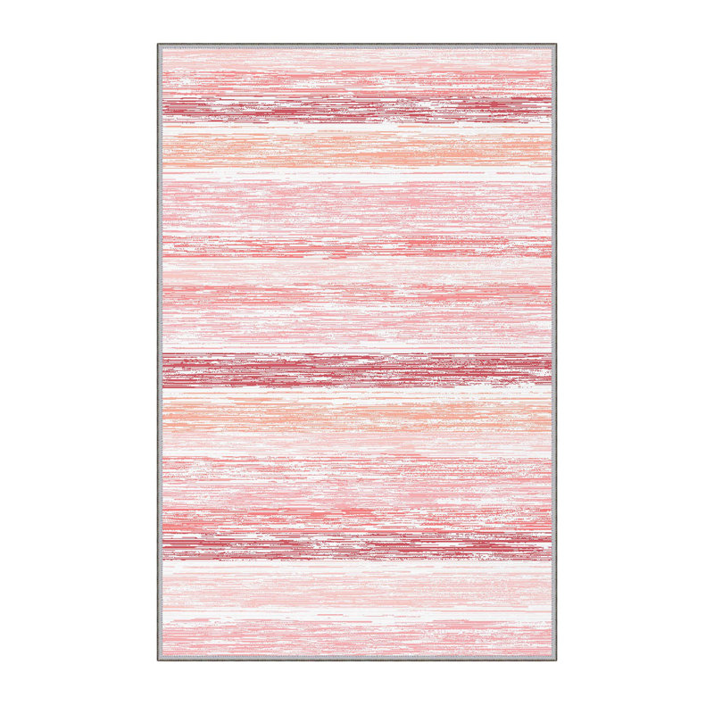 Tapis rose en polyester tissé à la machine Debbye, Tapis de couloir 2 pi 7 po x 6 pi 7 po