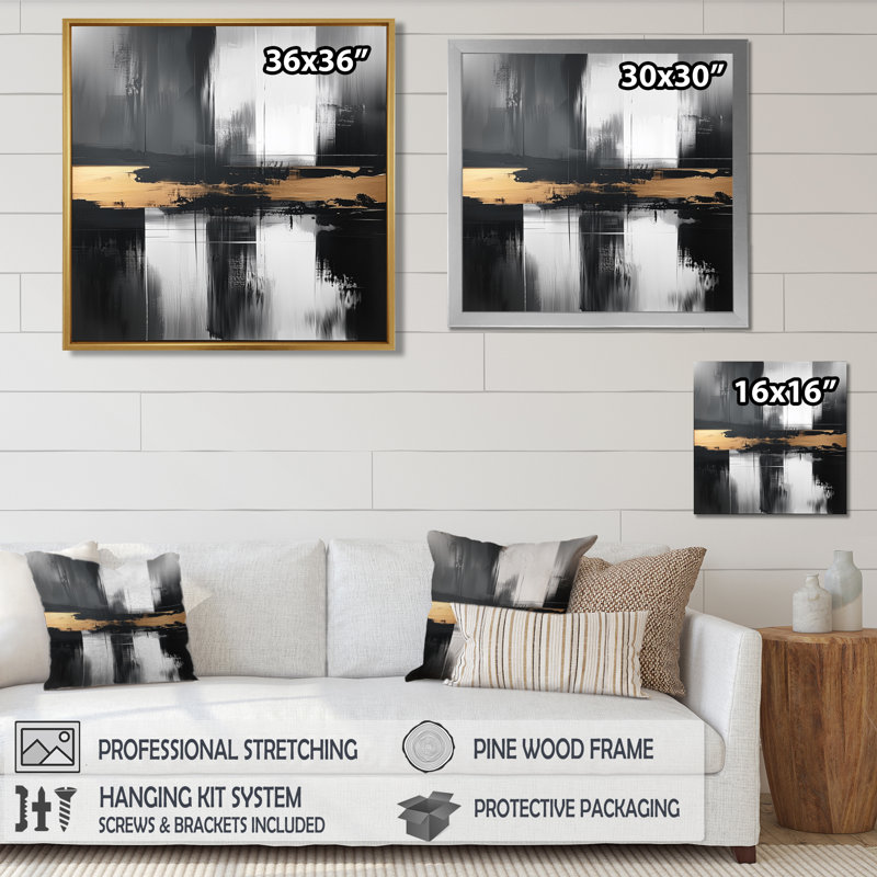 Orenbuch - Abstract Wall Art, Picture Framed Print, Black, 16" H x 16" W