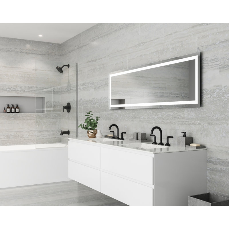 Zeelan Widespread Bathroom Faucet with Drain Assembly, Matte Black