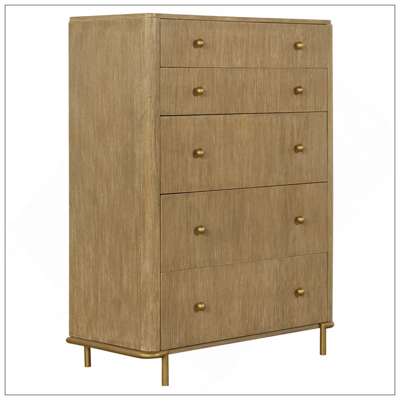 Commode rectangulaire à 5 tiroirs Stevie, Sable
