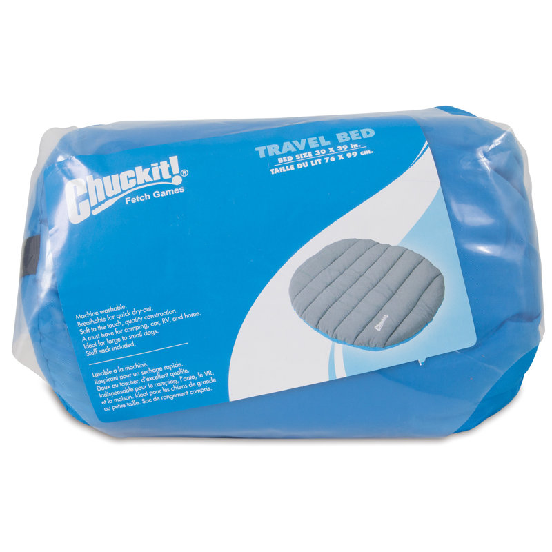 Large Gray and Blue Water Resistant Travel Dog Bed