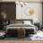 Usmon Modern Nightstand with Glass Door,Metal Side Table,Bedside Table With Flip-Top Storage-1869533238