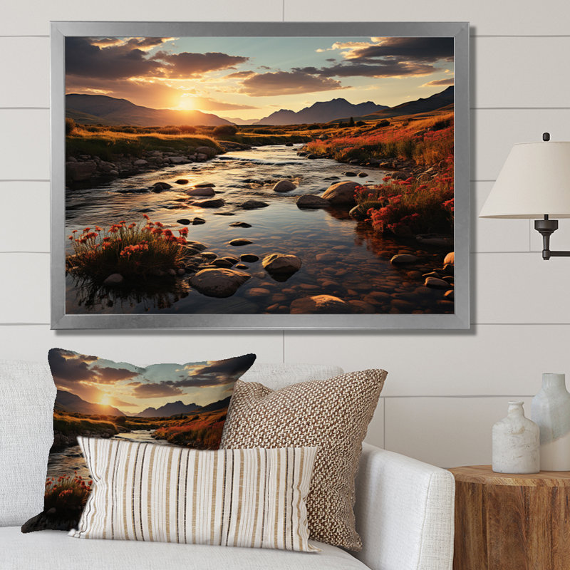 Bellmont Brown Montana Landscape, reproduction d'art sur toile, H 34 po x l 44 po x P 1,5 po, Cadre simple argenté
