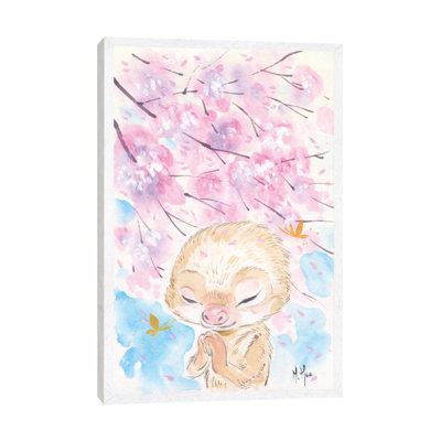 Cherry Blossom Wishes Sloth by Martin Hsu - Print on Canvas