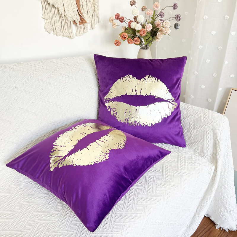 Housse de coussin couleur unie or (ensemble de 2), 18 po x 18 po, Mauve
