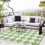 Tapis d'extérieur en paille réversible pour l'extérieur - imperméable, léger et pliable - motif géométrique beige vert, tapis de sol toutes saisons pour véhicule récréatif, porche, jardin, pique-nique, balcon - 10 x 14 pi