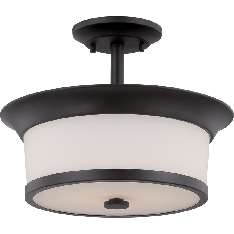 Angyl Glass Semi Flush Mount, Aged Bronze