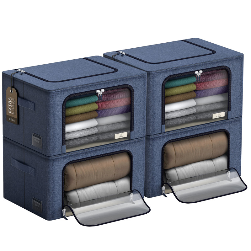Boîte de rangement avec fenêtre, contenants de rangement en tissu avec grande fenêtre transparente et poignées de transport