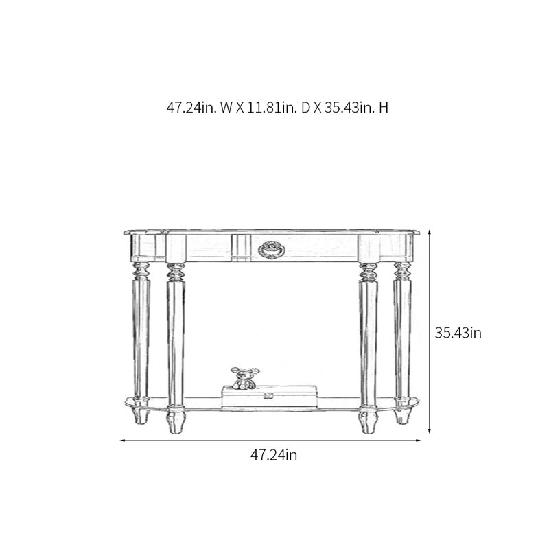 Multi Functional Solid Wood Console Table, Tan, 35.43" H x 47.24" W x 11.81" D