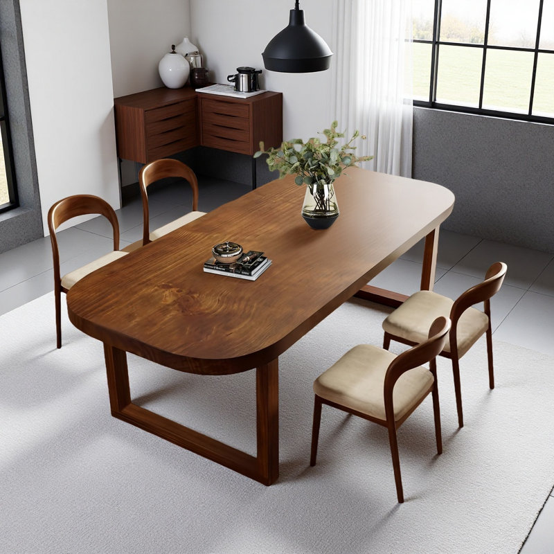Solid wood rectangular dining table and chairs set, dining room upholstered dining chairs, 29.53"H x 63"L x 27.56"W
