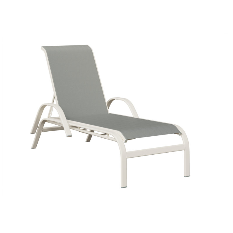 Chaise longue en aluminium mat Berlin, Blanc mat, Gris ardoise