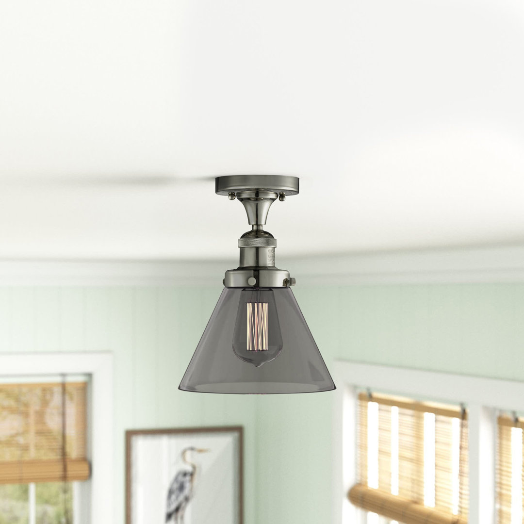 Cone 1 Light Semi-Flush Mount Red Barrel Studio® Shade 