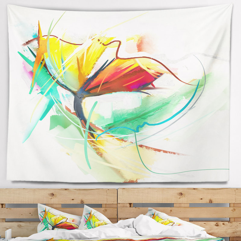 Polyester toujours à vie de tapisserie fleur avec accessoires suspendus inclus, H 50 po x l 60 po