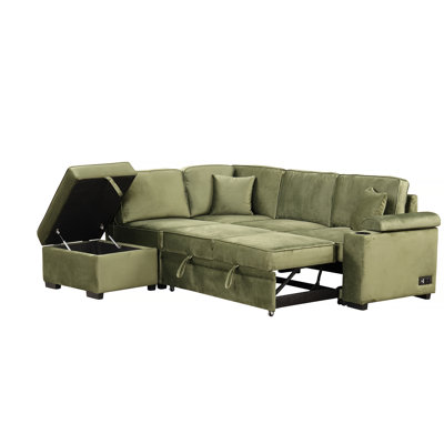 Canapé-lit modulaire en forme de L avec repose-pieds avec rangement