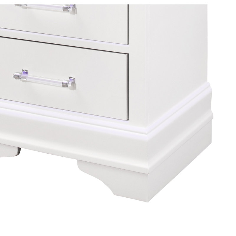 Table de chevet blanche Charlston avec DEL, Blanc