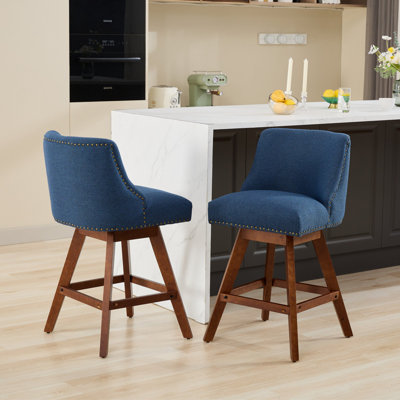 Counter Height Swivel Barstools, 26'' H Seat Height Upholstered Bar Stools Set Of 2