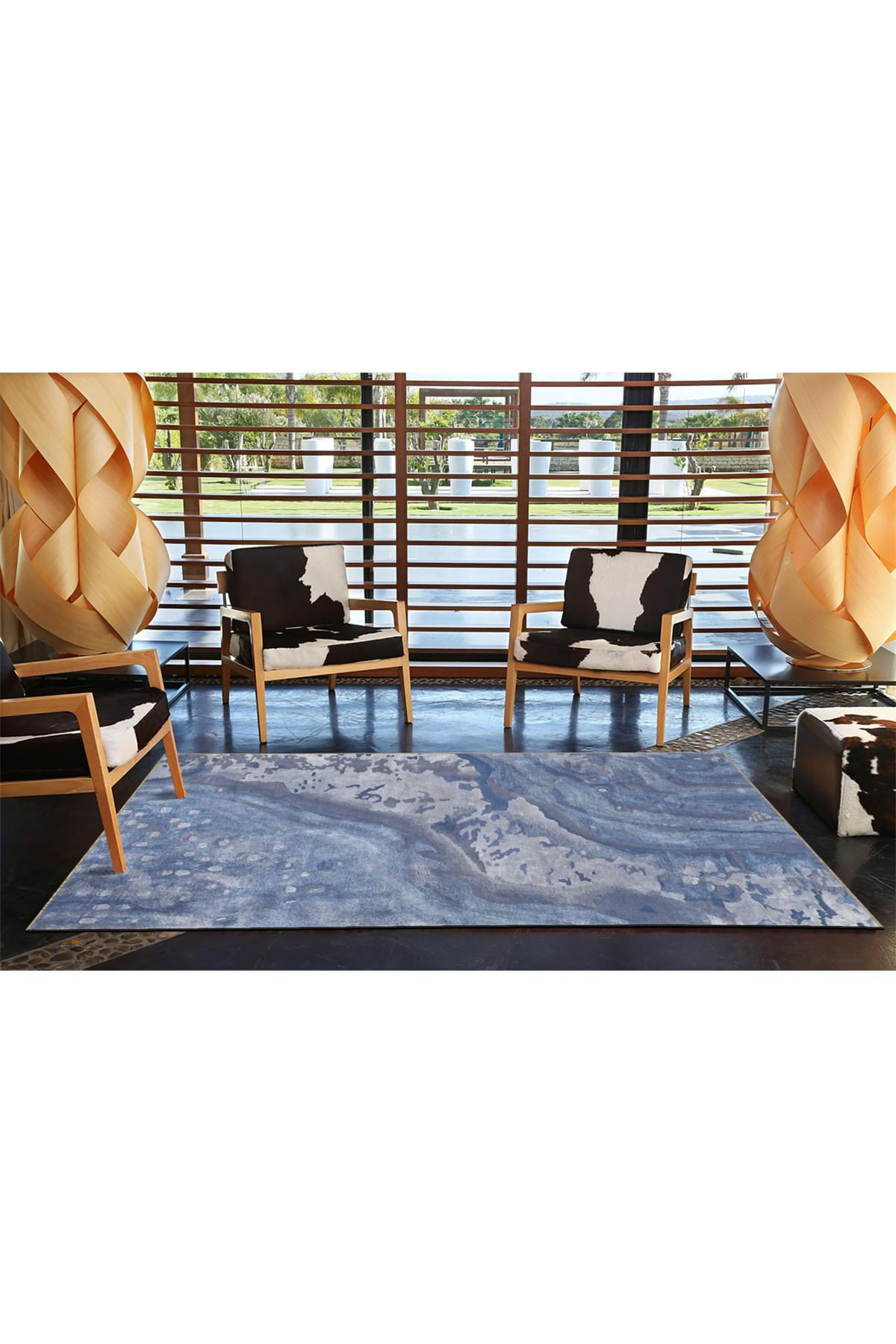 Abstract Blue Rug Pattern Hokku Designs Blue Abstract Pattern Creative Modern Decorative Washable ...
