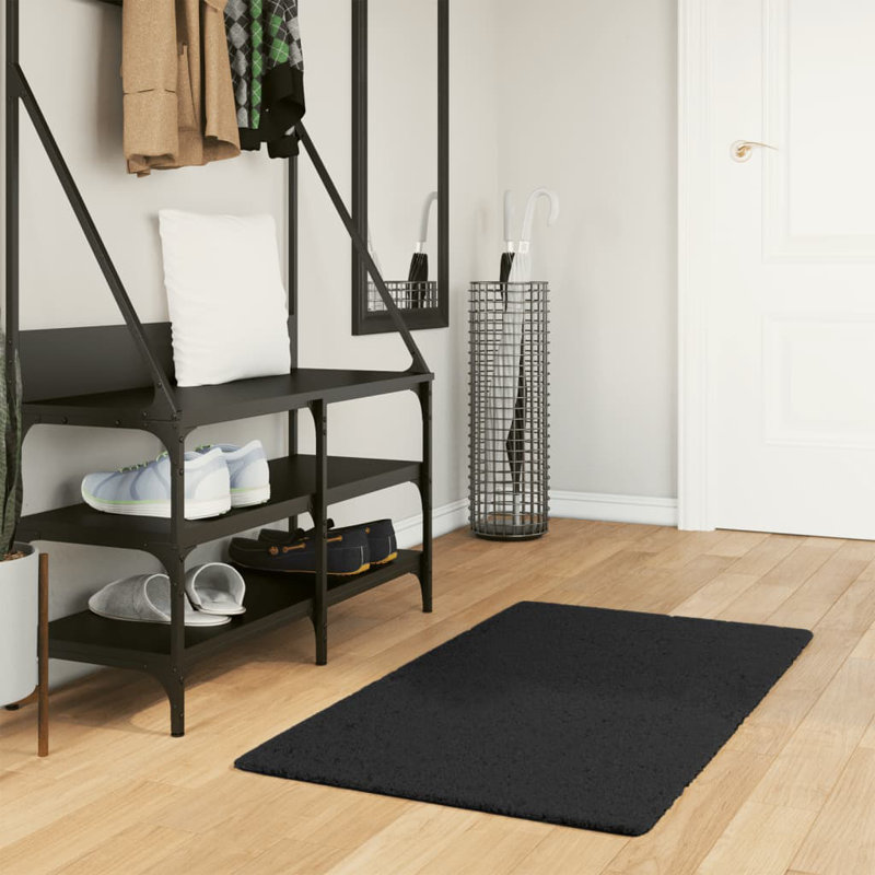 Rug "HUARTE" Short Pile Soft and Washable Black, Rectangle 60 x 110cm