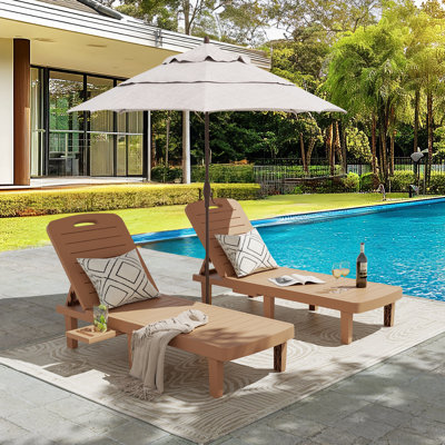 Corsin Outdoor Resin Chaise Lounge with Cup holder by Arlmont & Co.