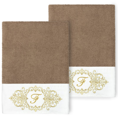 Linum Home Textiles 100% Turkish Cotton MONICA 2PC Embellished Bath Towel Set