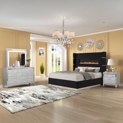 Ashray Upholstered Wingback 4 Piece Bedroom Set