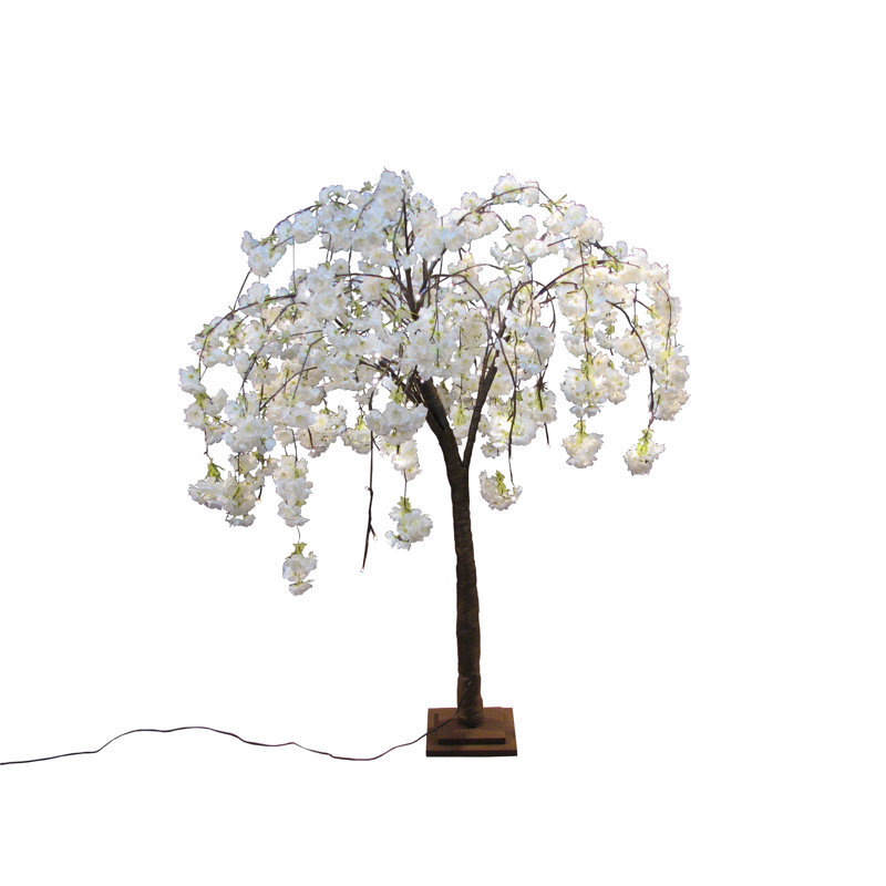 Cerisier en fleurs avec lumières DEL, H 47,24 po x l 31,4 po x P 31,4 po, Blanc chaud