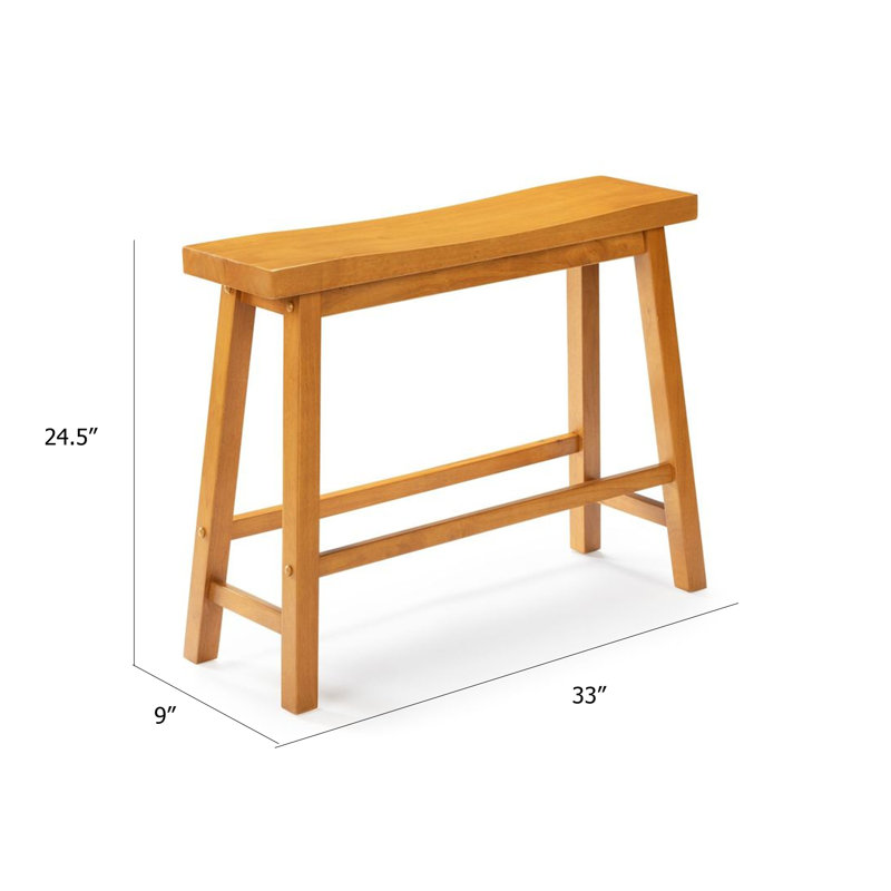 Colynn Saddle Seat Bench with Angled Frame, Sandblasted Acacia Wood, Honey Oak