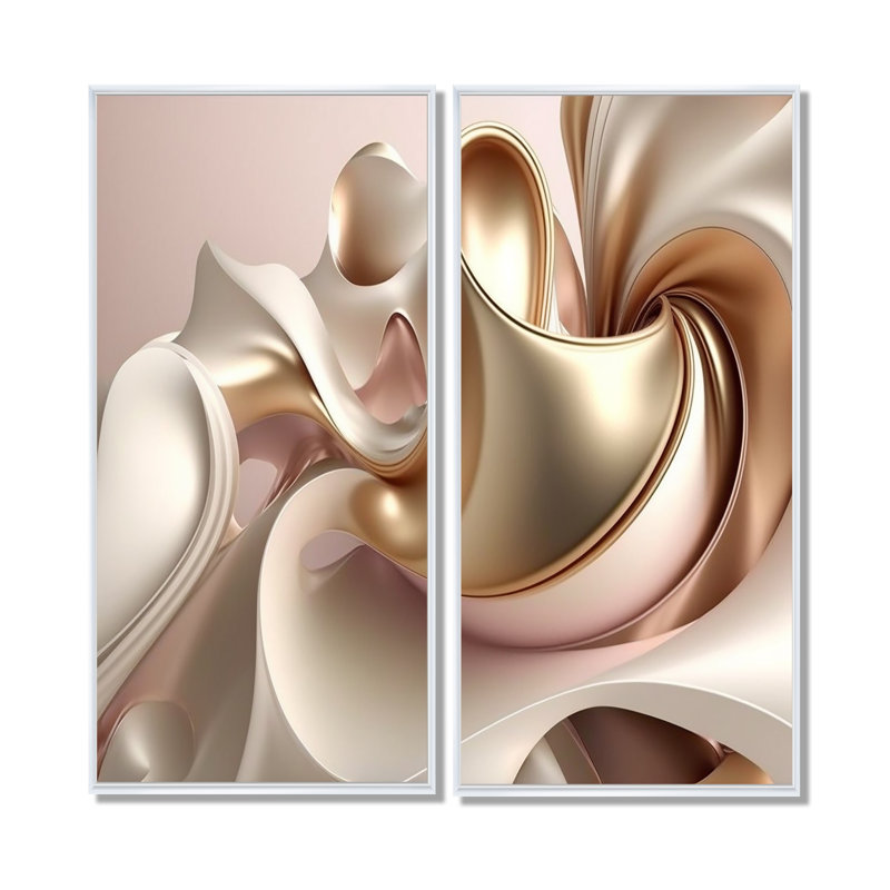 Subtil sophistication rose exquise et or II - décoration murale moderne, Black, 36" H x 48" W, Impression encadrée flottante