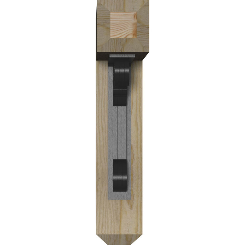 Fleur de lys triple support artisanal Ironcrest, H 20 po x P 18 po, 4"W x 4"T Douglas Fir (Rough Sawn)