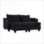 Causeuse convertible 63 po avec ports USB, porte-gobelets et amp; Sofas Rangement | Noir | Velours côtelé-597015487