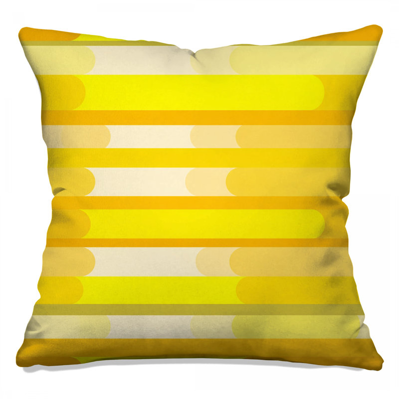 Coussin décoratif à rayures jaunes, 26 po x 26 po