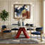 Oval Marble Top Metal Base Dining Table