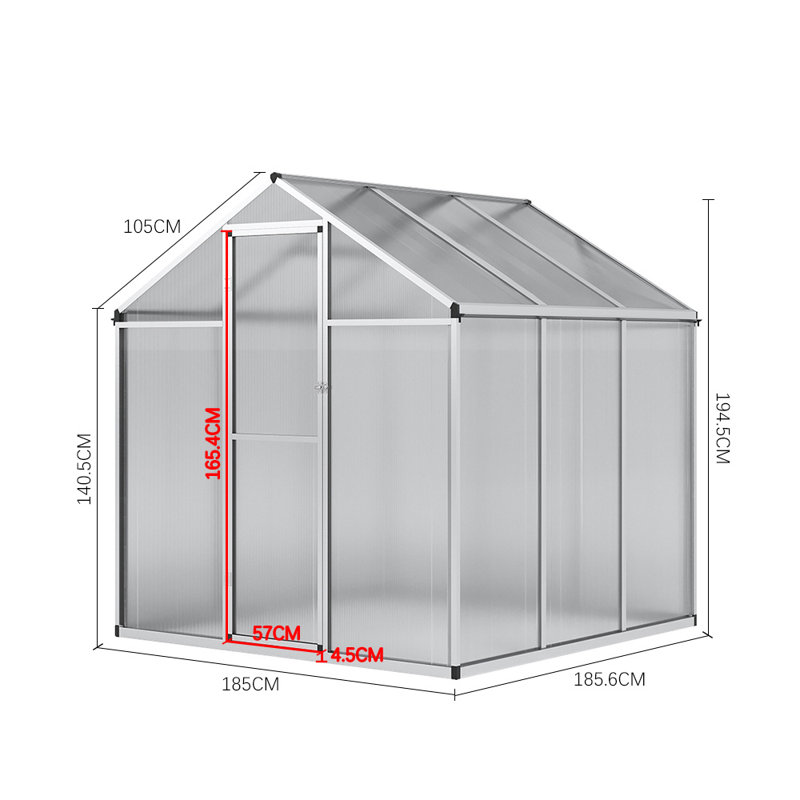 Callida Hobby Greenhouse, 194.5cm H x 185cm W x 185.6cm D, Sliver