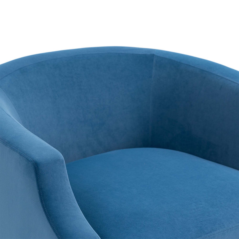  Fauteuil d'appoint pivotant à 360 degrés Keyondrae, Velours bleu
