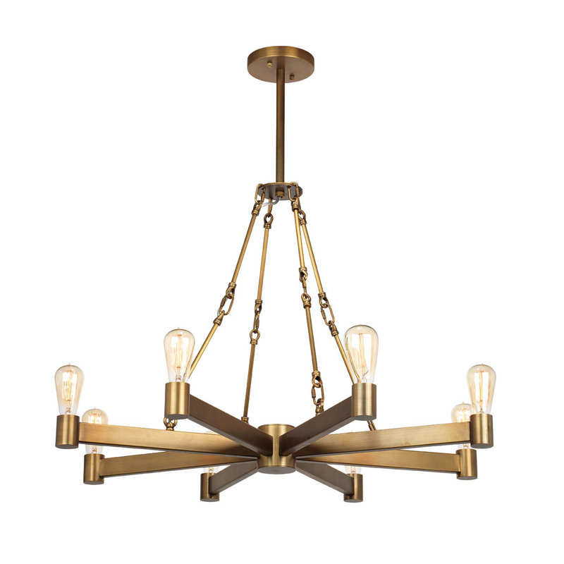 Lustre linéaire moderne à 8 lumières Spoutnik, Laiton