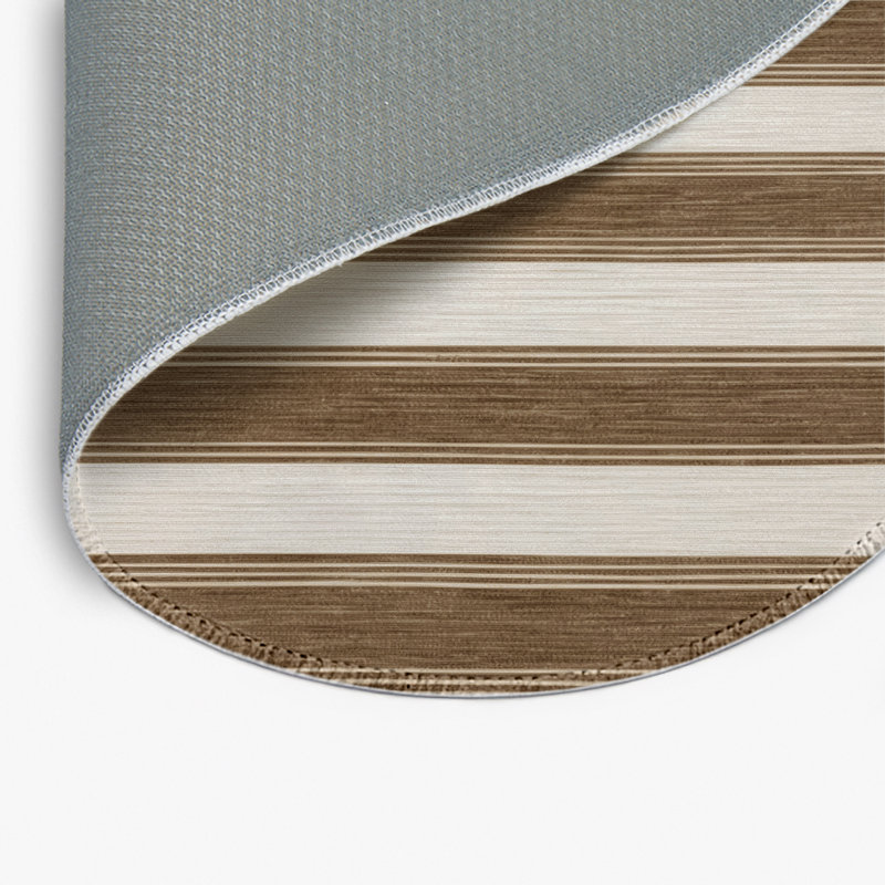 Tapis intérieur / extérieur gris HorizontalStripes, Rond 5 pi