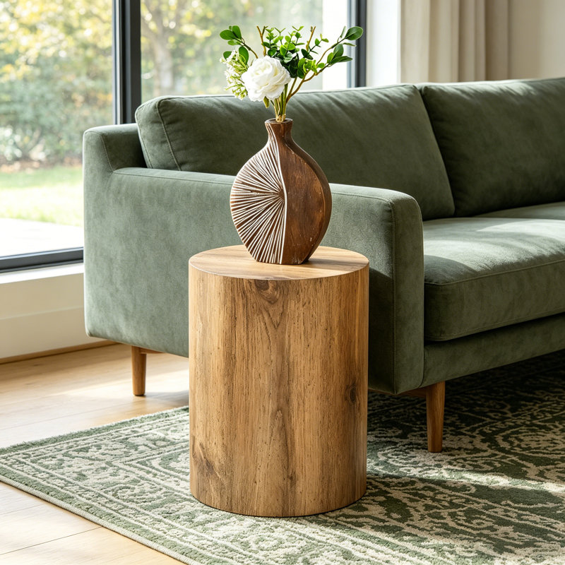 La table cylindrique avec sa conception à motif peut être facilement intégrée
