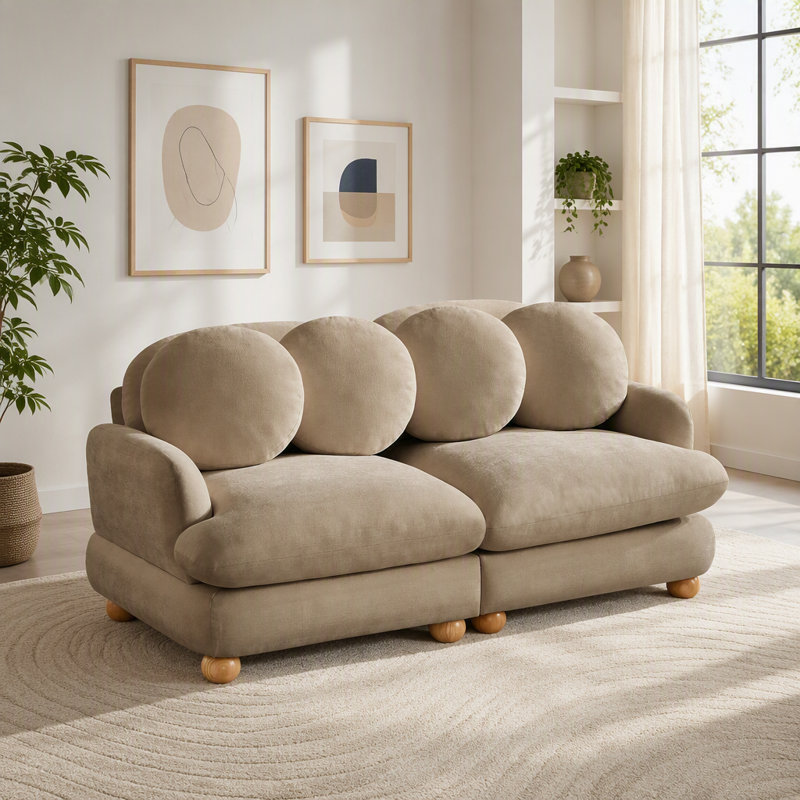 Canapé modulaire modulaire avec revêtement en chenille, Chenille brun clair